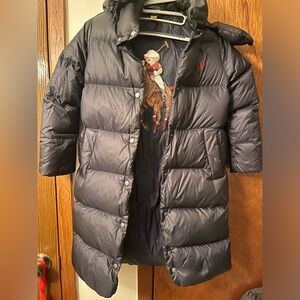 Polo Ralph Lauren girls polo jacket size small 7. Button down navy blue puffer